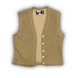 DKNY Knitted Buttoned Sweater Vest Womens Small